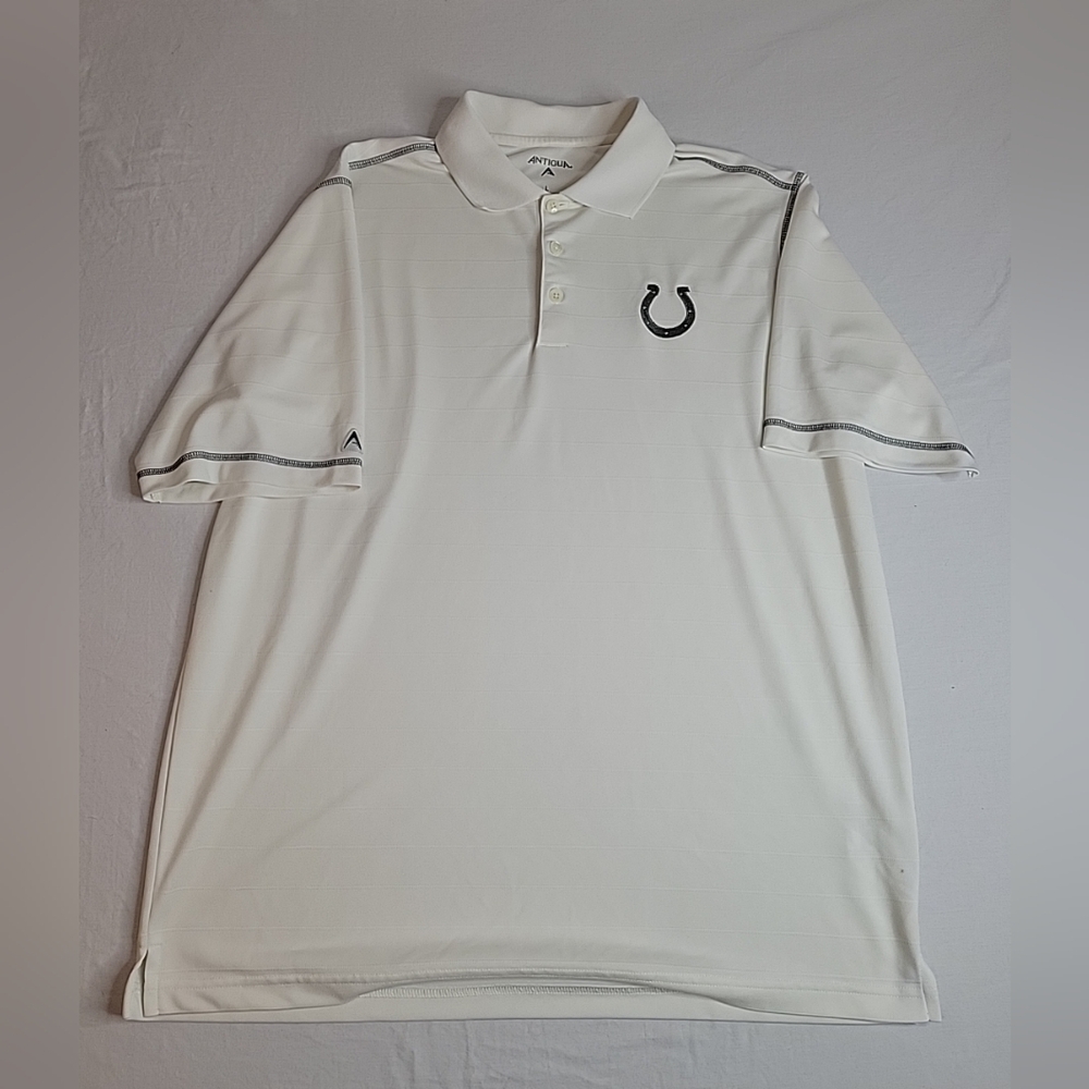 Antigua White Indianapolis Colts Logo Tribute Polo Shirt Size L